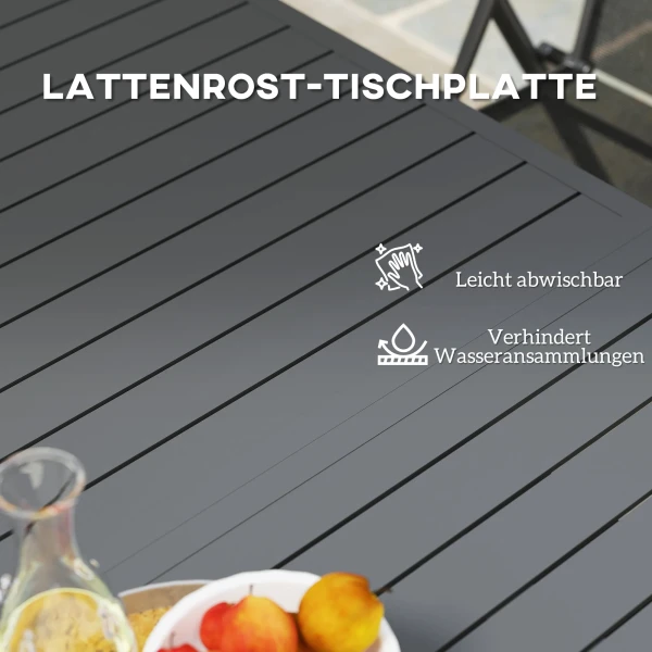 Tuintafel Uitgebreid Aluminium 160/220x90 Cm Weerbestendig Balkontafel, Antislip Buffettafel Kampeertafel Voor 6 8 Personen, Buiteneettafel Voor Tuin, Terras Balkon Grijs 8