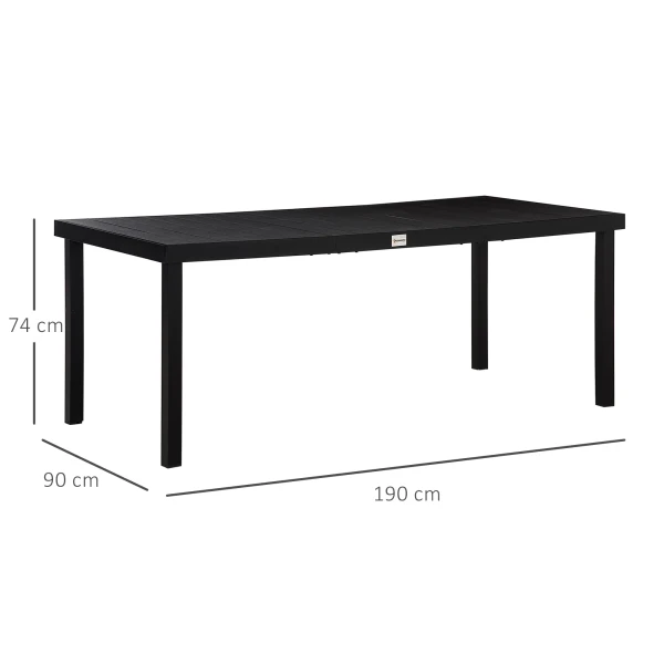 Tuintafel Voor 8 Personen Grote Eettafel Gemaakt Van Onderhoudsvriendelijk Aluminium Kunststof Zwart 190 X 90 X 74 Cm Voor Tuin & Terras 4