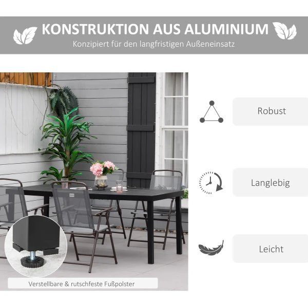 Tuintafel Voor 8 Personen Grote Eettafel Gemaakt Van Onderhoudsvriendelijk Aluminium Kunststof Zwart 190 X 90 X 74 Cm Voor Tuin & Terras 6