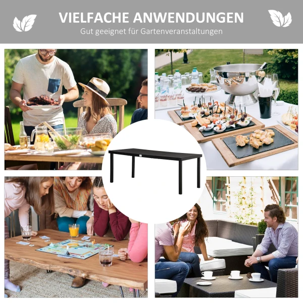 Tuintafel Voor 8 Personen Grote Eettafel Gemaakt Van Onderhoudsvriendelijk Aluminium Kunststof Zwart 190 X 90 X 74 Cm Voor Tuin & Terras 7