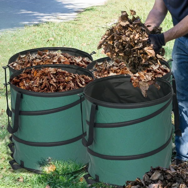 Tuinzak 4x86l Waterdicht Tuinafvalzak Met Ritssluiting Deksel Handvatten, Stabiele Bladzak, Zelfstandige Tuinzakken, Herbruikbare Tuinafvalzakken Voor Tuinafval Groenafval 2