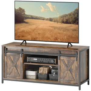 Tv Kast, Televisietafel Voor Televisies Tot 60 Inch, Laagbord Met 2 Kasten En 2 Plankniveaus, Televisiekast Voor Woonkamer, 120 X 40 X 54 Cm Bruin 1