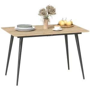 Uitschuifbare Eettafel 120/160 X 75 Cm Keukentafel Voor 6 8 Personen, Moderne Eetkamertafel Met Stalen Poten, Natuur 1