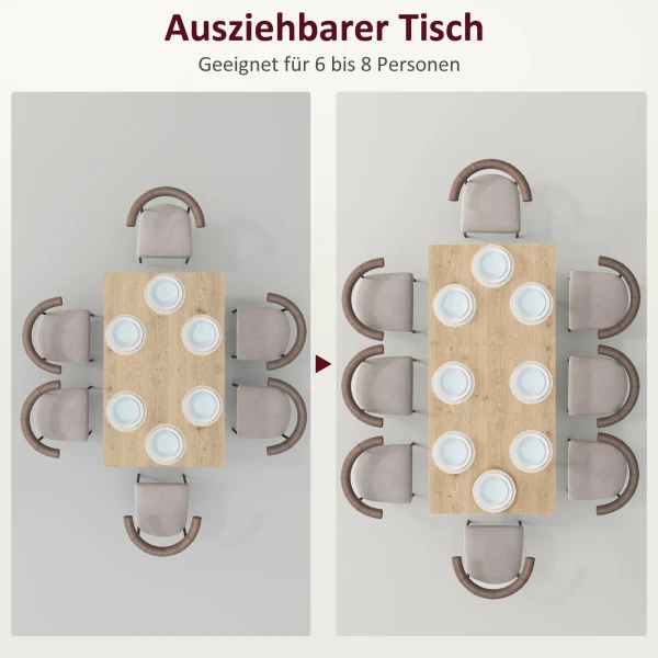 Uitschuifbare Eettafel 120/160 X 75 Cm Keukentafel Voor 6 8 Personen, Moderne Eetkamertafel Met Stalen Poten, Natuur 5