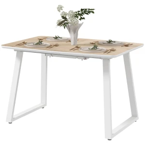 Uitschuifbare Eettafel Keukentafel Voor 4 6 Personen, Rechthoekige Eetkamertafel Voor Keuken, Eetkamer, Staal, 120/160 X 80 X 76 Cm, Eik 1