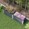 Verhoogd Bed Met Open Bodem, Grijze Bloem & Plantenbak, Groente & Kruidenbed 200x50x56cm Voor Tuin & Balkon 8