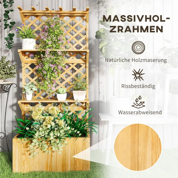 Verhoogd Bed Met Trellis, Bloemenhoogbed Van Sparrenhout, Plantenbed Met Klimrek, Kweekbed Met Planken, Tuinbed Plantenbak Plantenbak Voor Terras, Tuin, 76 X 33 X 177 Cm 8