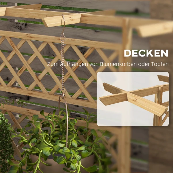 Verhoogd Bed Van Hout, Tuinbed Met Dak, Plantenbed Met Klimrek Voor Klimplanten, Vroegbed Voor Tuin, Balkon, 160 X 55 X 183 Cm Natuurhout 6