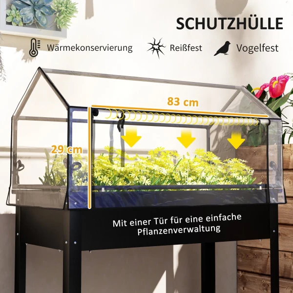 Verhoogd Bloembed Met Deksel, Verhoogd Kruidenbed Met Afvoergaten, Metalen Plantenbak, Weerbestendig Groentebed, Tuinbed, Plantenbed Voor Tuin, Balkon, 100 X 48 X 124 Cm, Zwart 5