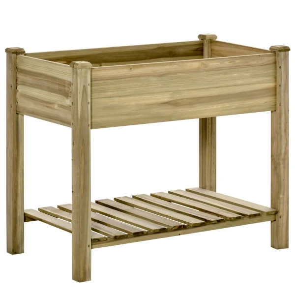 Verhoogd Bloembed Met Opslag, Verhoogd Kruidenbed Met Afvoergaten, Houten Plantenbak, Weerbestendig Groentebed, Tuinbed, Plantenbed Voor Tuin, Balkon, Terras, 91 X 51 X 76 Cm, Groen 1