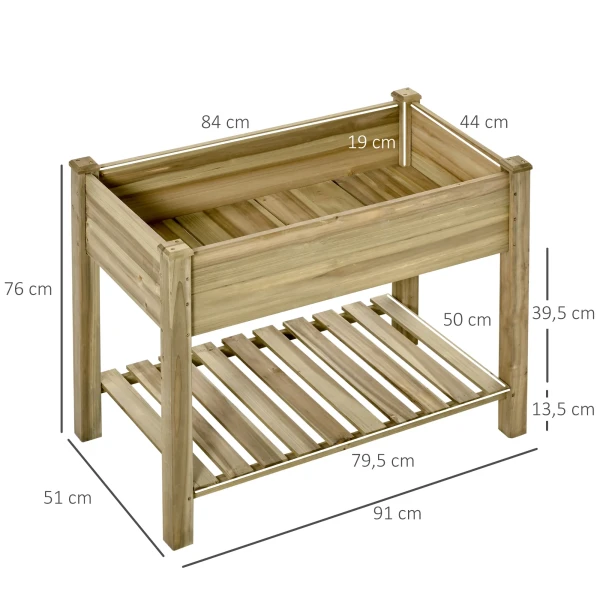 Verhoogd Bloembed Met Opslag, Verhoogd Kruidenbed Met Afvoergaten, Houten Plantenbak, Weerbestendig Groentebed, Tuinbed, Plantenbed Voor Tuin, Balkon, Terras, 91 X 51 X 76 Cm, Groen 4