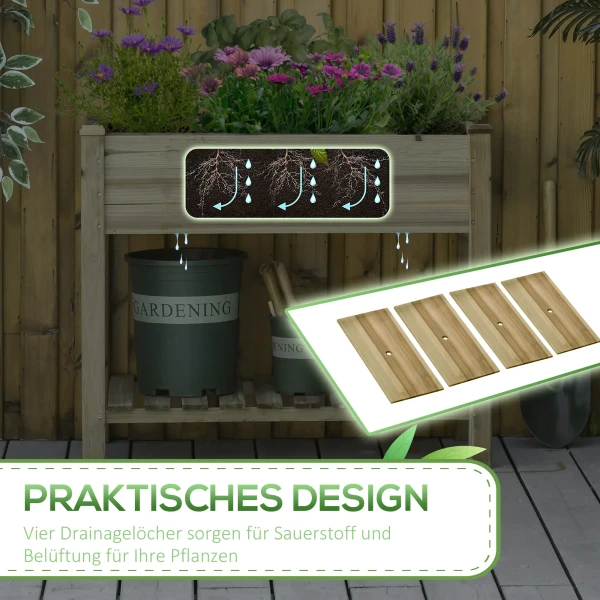 Verhoogd Bloembed Met Opslag, Verhoogd Kruidenbed Met Afvoergaten, Houten Plantenbak, Weerbestendig Groentebed, Tuinbed, Plantenbed Voor Tuin, Balkon, Terras, 91 X 51 X 76 Cm, Groen 7