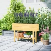 Verhoogd Bloembed Met Plank, Verhoogd Kruidenbed Met Afvoergaten, Houten Plantenbak, Weerbestendig Groentebed, Tuinbed, Plantenbed Voor Tuin, Balkon, 100 X 30 X 70,5 Cm Natuurhout 10