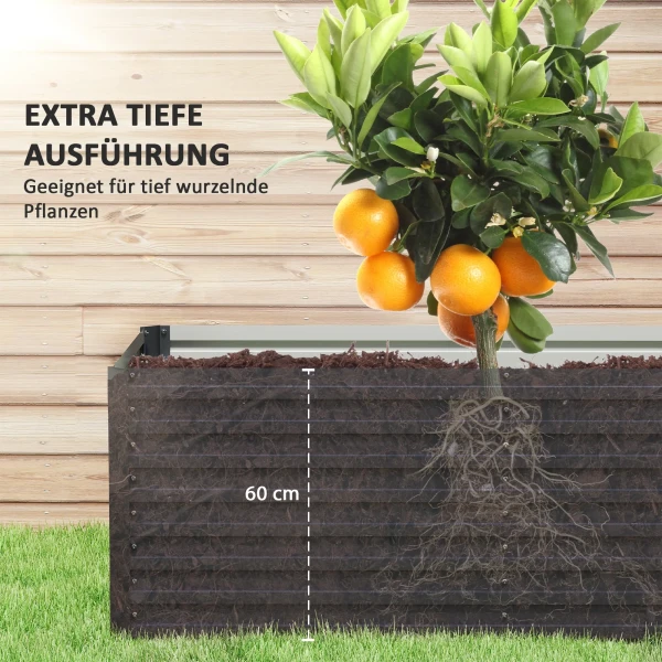 Verhoogd Bloembed Weerbestendig, Plantenbed Vroegbed Tuinbed Plantenbak Gemaakt Van Gegalvaniseerd Staal, Bloembak Voor Terras & Tuin, 240 X 60 X 60 Cm 5