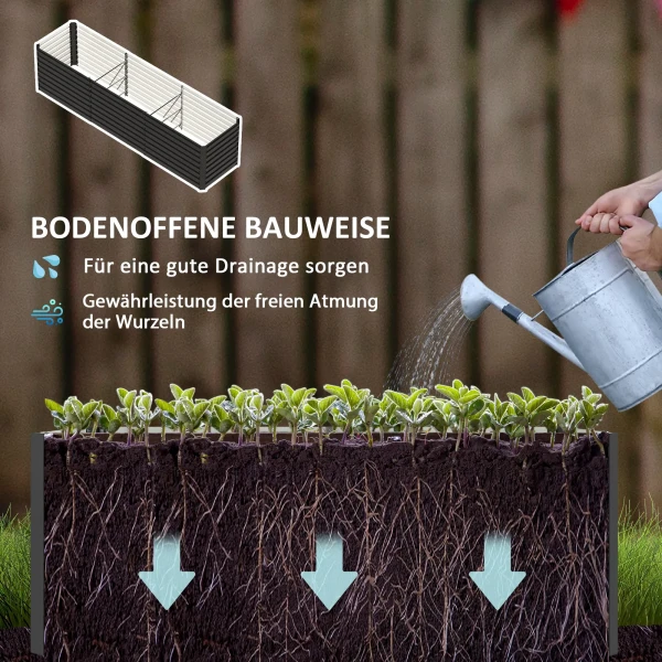 Verhoogd Bloembed Weerbestendig, Plantenbed Vroegbed Tuinbed Plantenbak Gemaakt Van Gegalvaniseerd Staal, Bloembak Voor Terras & Tuin, 240 X 60 X 60 Cm 7