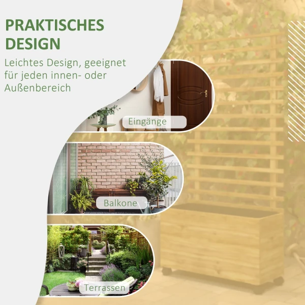 Verhoogde Plantenbak Met Klimrek, Rol, Trellis Bloempot, Houten Bloembak, Tuin Trellis 76x30x155cm Voor Tuin Balkon Terras, Bloempot Voor Klimplanten Mandplanten, Bloemen 5