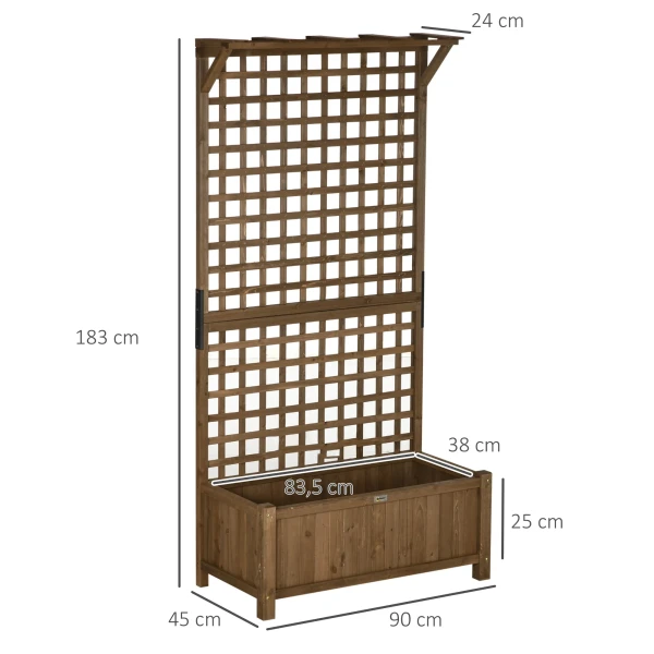 Verhoogde Plantenbak Met Klimrek, Trellis Plantenbak Bloembak Hout, Tuin Trellis 90 X 45 X 183cm Voor Tuin Balkon Terras, Bloembak Voor Klimplanten Mandplanten, Bloemen 4