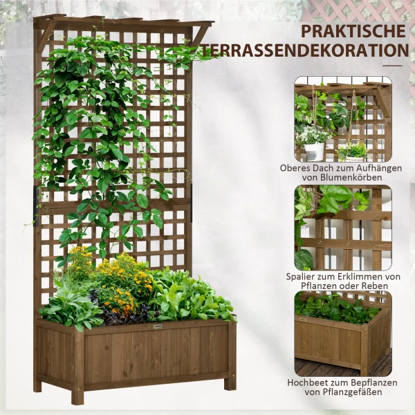 Verhoogde Plantenbak Met Klimrek, Trellis Plantenbak Bloembak Hout, Tuin Trellis 90 X 45 X 183cm Voor Tuin Balkon Terras, Bloembak Voor Klimplanten Mandplanten, Bloemen 5