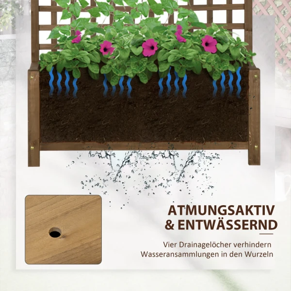 Verhoogde Plantenbak Met Klimrek, Trellis Plantenbak Bloembak Hout, Tuin Trellis 90 X 45 X 183cm Voor Tuin Balkon Terras, Bloembak Voor Klimplanten Mandplanten, Bloemen 6