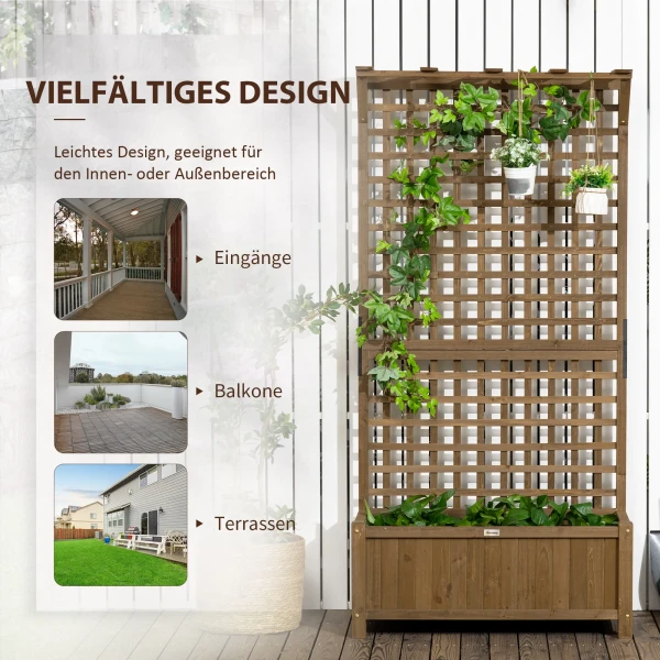 Verhoogde Plantenbak Met Klimrek, Trellis Plantenbak Bloembak Hout, Tuin Trellis 90 X 45 X 183cm Voor Tuin Balkon Terras, Bloembak Voor Klimplanten Mandplanten, Bloemen 7