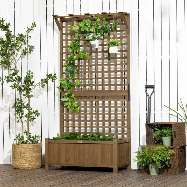 Verhoogde Plantenbak Met Klimrek, Trellis Plantenbak Bloembak Hout, Tuin Trellis 90 X 45 X 183cm Voor Tuin Balkon Terras, Bloembak Voor Klimplanten Mandplanten, Bloemen 9