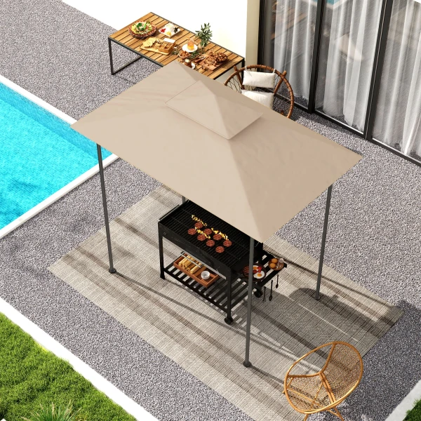 Vervangend Dak Voor Grillpaviljoen 1,5 M X 2,4 M Alleen Vervangend Dak, Dubbeldeks Beschermhoes, Waterafstotende Overkapping Voor Buiten, Dak Geschikt Voor Buiten Grilltent, Beige 8