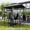 Vervangend Dak Voor Grillpaviljoen 1,5 M X 2,4 M Alleen Vervangend Dak, Dubbeldeks Beschermhoes, Waterafstotende Overkapping Voor Buiten, Dak Geschikt Voor Buiten Grilltent, Donkergrijs 2