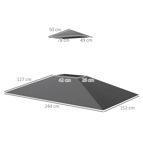 Vervangend Dak Voor Grillpaviljoen 1,5 M X 2,4 M Alleen Vervangend Dak, Dubbeldeks Beschermhoes, Waterafstotende Overkapping Voor Buiten, Dak Geschikt Voor Buiten Grilltent, Donkergrijs 4