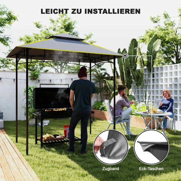 Vervangend Dak Voor Grillpaviljoen 1,5 M X 2,4 M Alleen Vervangend Dak, Dubbeldeks Beschermhoes, Waterafstotende Overkapping Voor Buiten, Dak Geschikt Voor Buiten Grilltent, Donkergrijs 7