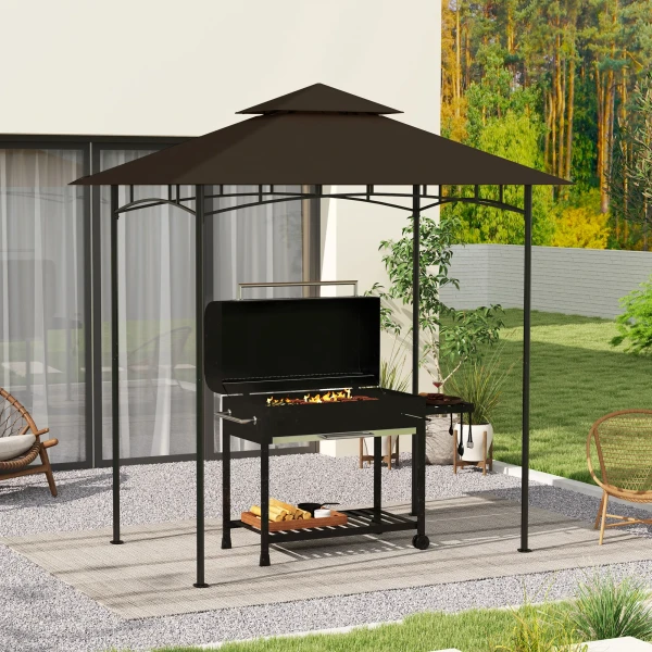 Vervangend Dak Voor Grillpaviljoen 1,5 M X 2,4 M Alleen Vervangend Dak, Dubbeldeks Beschermhoes, Waterafstotende Overkapping Voor Buiten, Dak Geschikt Voor Buiten Grilltent, Koffie 10