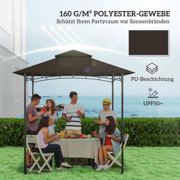 Vervangend Dak Voor Grillpaviljoen 1,5 M X 2,4 M Alleen Vervangend Dak, Dubbeldeks Beschermhoes, Waterafstotende Overkapping Voor Buiten, Dak Geschikt Voor Buiten Grilltent, Koffie 5