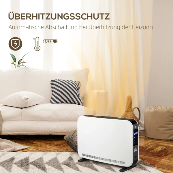 Verwarmingstoestel Ventilatorkachel 2180 W Elektrische Kachel Met Led Licht 3 Warmtestanden 24 Uurs Timer Staal Wit 60 X 18,5 X 39,5 Cm Voor Efficiënte Warmte 5