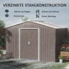 Verzinkt Stalen Tuinhuis 4,9m² 277x195x192cm Tuinschuur Met Zadeldak, Fundering, Afsluitbare Schuifdeur, Weerbestendig Tuinhuis, Outdoor Tuinschuur Voor Achtertuin Lichtgrijs 5