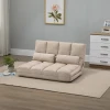 Vloerstoel 2 In 1 Vloerzetel Bed Met Rugleuning 3 Posities Verstelbare Zitkussen Beige Fluweel Staal 102 X 73 X 60 Cm 2