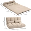 Vloerstoel 2 In 1 Vloerzetel Bed Met Rugleuning 3 Posities Verstelbare Zitkussen Beige Fluweel Staal 102 X 73 X 60 Cm 4