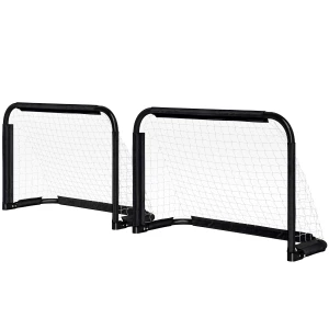 Voetbaldoel 2 Delige Set Opvouwbare Voetbaldoelen Met Metalen Frame Voor Kinderen En Volwassenen, Tuin, 90 X 36 X 60 Cm, Zwart 1