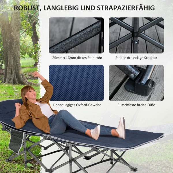 Vouwbaar Campingbed Veldbed Met Kussen Zijtas Matras Gastenbed Tot 150 Kg Belastbaar Reizen Buiten Oxford Donkerblauw 188 X 64,5 X 53 Cm 6