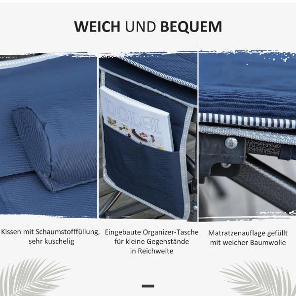 Vouwbaar Campingbed Veldbed Met Kussen Zijtas Matras Gastenbed Tot 150 Kg Belastbaar Reizen Buiten Oxford Donkerblauw 188 X 64,5 X 53 Cm 8