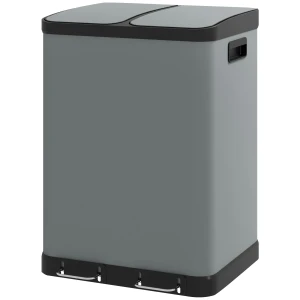 Vuilnisbak 2x30l Pedaalemmer Cosmetica Emmer Met Deksel En Voetpedaal, Metalen Afvalcontainer Met Binnenemmer Voor Woonkamer En Kantoor, 48,8x39,5x67cm 1