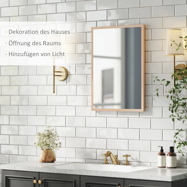 Wandspiegel 50 X 70 Cm Decoratieve Spiegel Met 4 Haken, Rechthoekige Spiegel Voor Slaapkamer, Badkamer 5