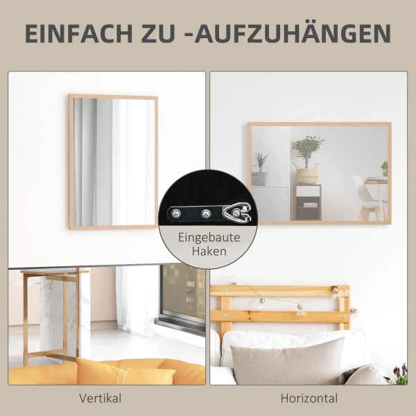 Wandspiegel 50 X 70 Cm Decoratieve Spiegel Met 4 Haken, Rechthoekige Spiegel Voor Slaapkamer, Badkamer 6