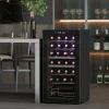 Wijnkoelkast 2 Zones 28 Flessen 74l 5 18℃ Compressor Drankkoelkast Met Led Lamp, Anti Uv Glazen Deur, Kleine Wijnkast Flessenkoelkast Met Touch Screen Zwart 2