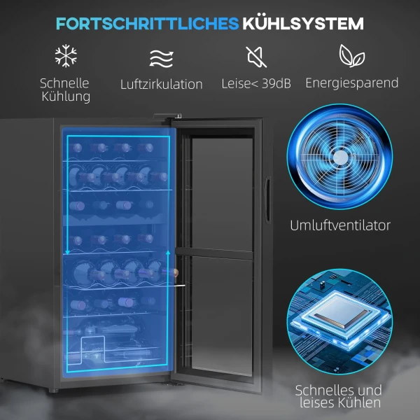 Wijnkoelkast 2 Zones 28 Flessen 74l 5 18℃ Compressor Drankkoelkast Met Led Lamp, Anti Uv Glazen Deur, Kleine Wijnkast Flessenkoelkast Met Touch Screen Zwart 5