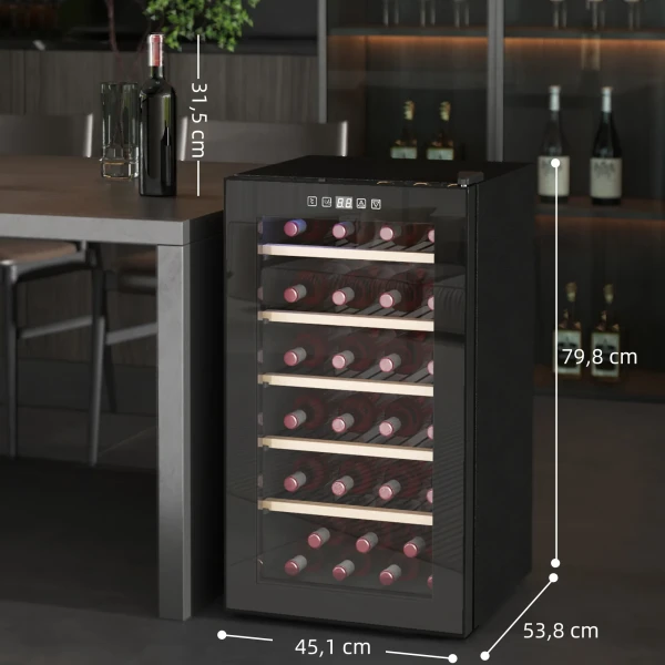 Wijnkoelkast 41 Flessen 91l 5 20℃ Compressor Drankkoelkast Met Glazen Deur, Led Licht Flessenkoelkast Met Touch Screen, Kleine Wijnkast Zwart 4