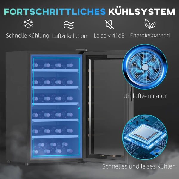 Wijnkoelkast 41 Flessen 91l 5 20℃ Compressor Drankkoelkast Met Glazen Deur, Led Licht Flessenkoelkast Met Touch Screen, Kleine Wijnkast Zwart 6