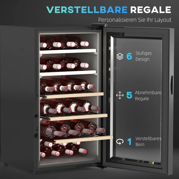 Wijnkoelkast 41 Flessen 91l 5 20℃ Compressor Drankkoelkast Met Glazen Deur, Led Licht Flessenkoelkast Met Touch Screen, Kleine Wijnkast Zwart 8