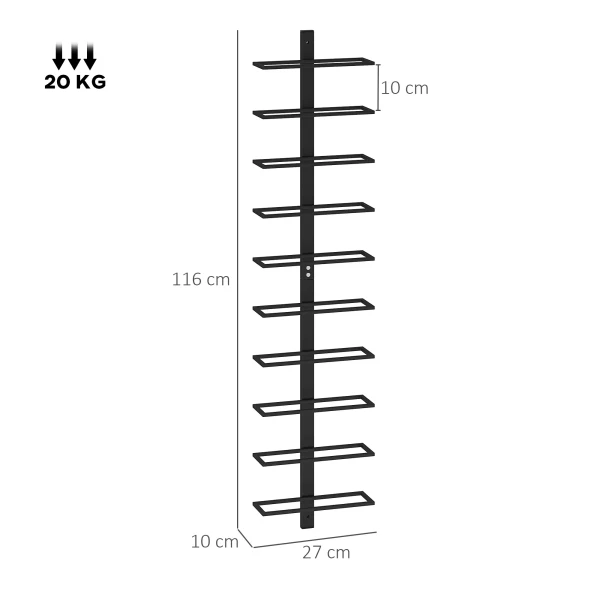 Wijnrek Flessenrek Voor 10 Wijnflessen, Flessenhouder Voor Wandmontage Opbergrek Van Staal, Wijnflessenrek Voor Keuken, Eetkamer Zwart 4