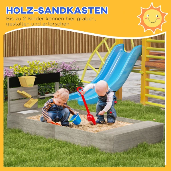 Zandbak Met Houten Keukenelementen, Bodemloos Ontwerp Voor Kinderen Van 3 7 Jaar, Tuin Speelplaats Grijs 154x80x60cm 5