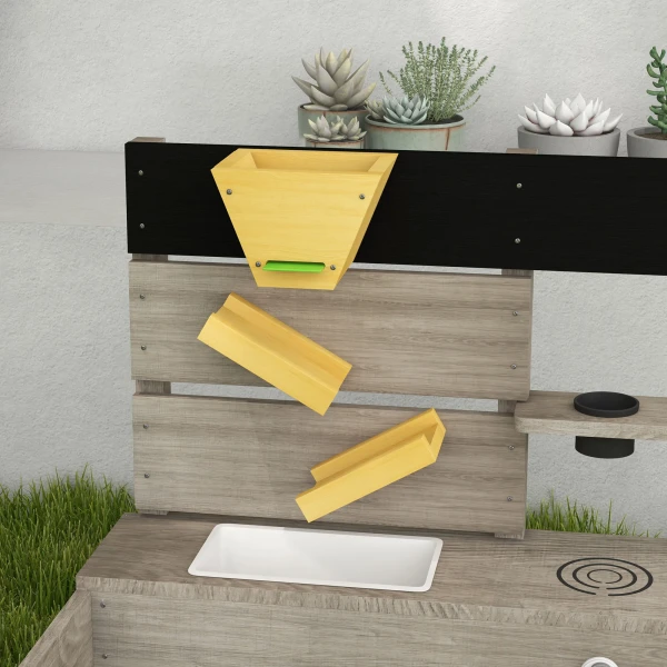 Zandbak Met Houten Keukenelementen, Bodemloos Ontwerp Voor Kinderen Van 3 7 Jaar, Tuin Speelplaats Grijs 154x80x60cm 9