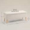 Zitbank Gestoffeerde Bank Met Opbergruimte 110 X 39 X 45 Cm In Beige Met Linnenlook Voor Hal Slaapkamer Woonkamer Gemaakt Van Rubberhout 4
